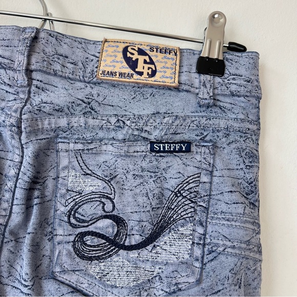 Vintage Steffy Patterned Low Rise Flare Jeans - Picture 6 of 7